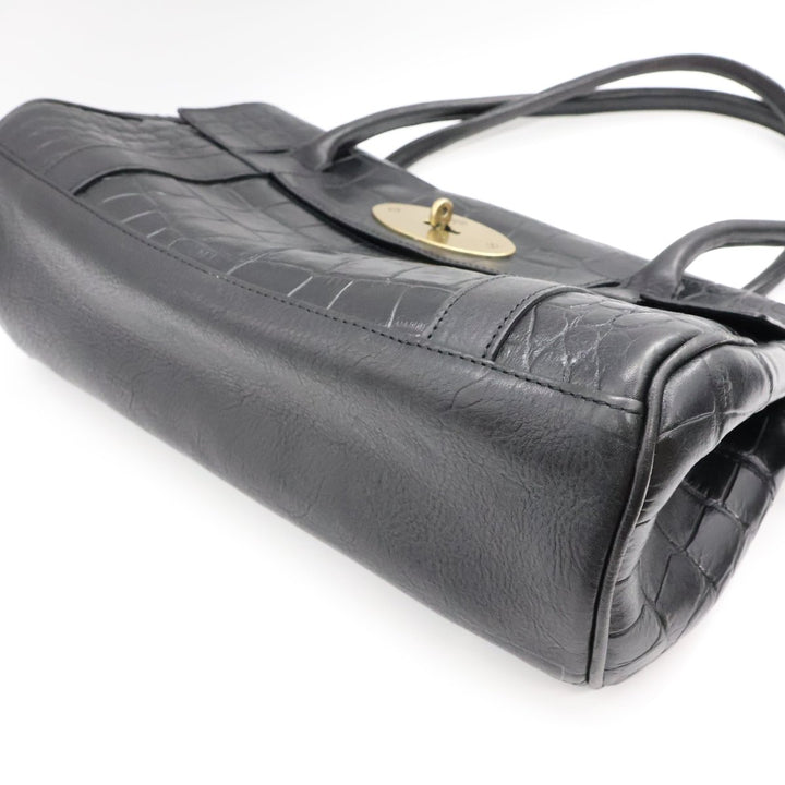 Mulberry Bayswater Black Croc Embossed Leather Handbag - Lux Central
