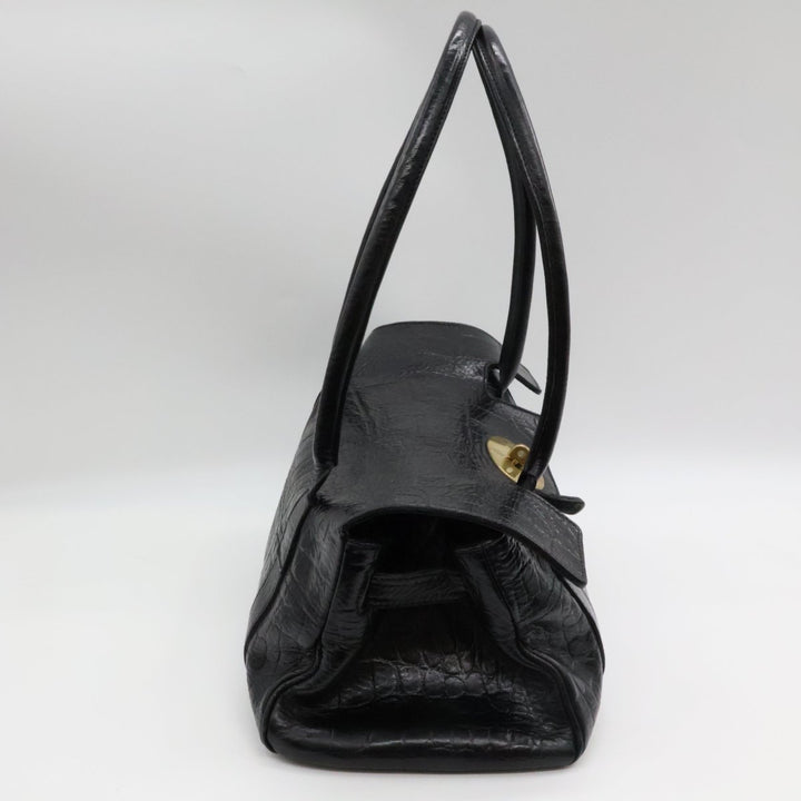 Mulberry Bayswater Black Croc Embossed Leather Handbag - Lux Central