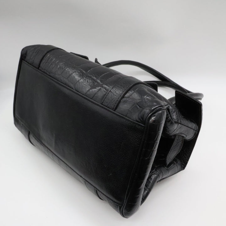 Mulberry Bayswater Black Croc Embossed Leather Handbag - Lux Central