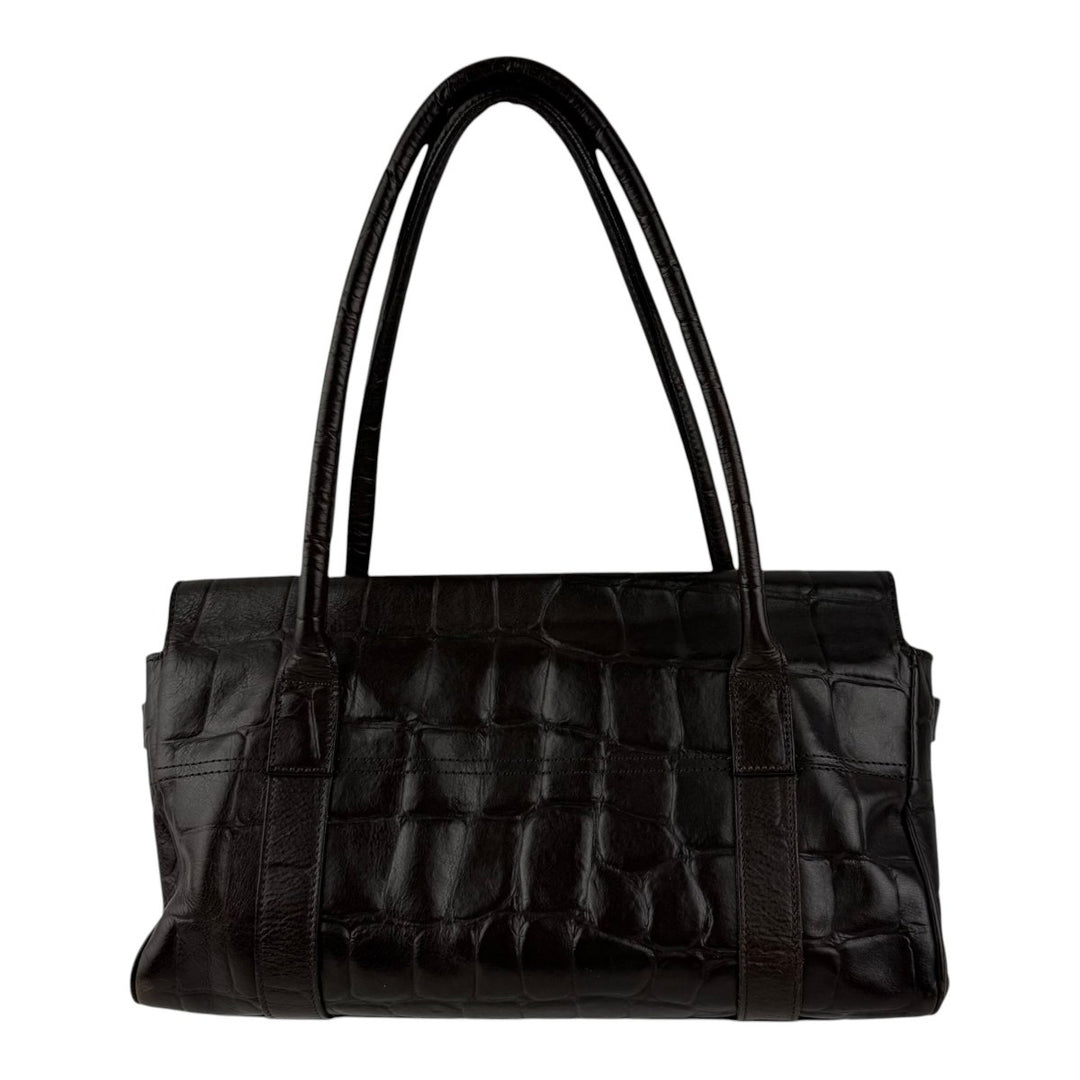 Mulberry Bayswater Brown Croc Embossed Leather Handbag - Lux Central