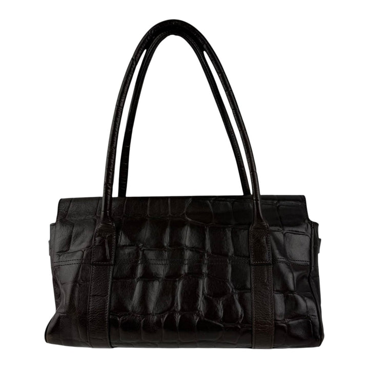 Mulberry Bayswater Brown Croc Embossed Leather Handbag - Lux Central