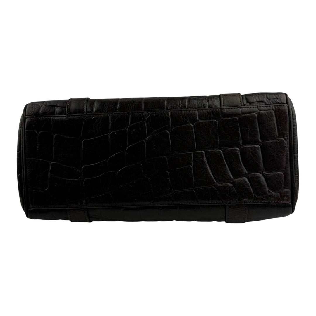 Mulberry Bayswater Brown Croc Embossed Leather Handbag - Lux Central