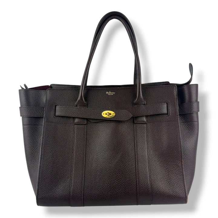 Mulberry Bayswater Burgundy Zipped Pebbled Leather Handbag - Lux Central
