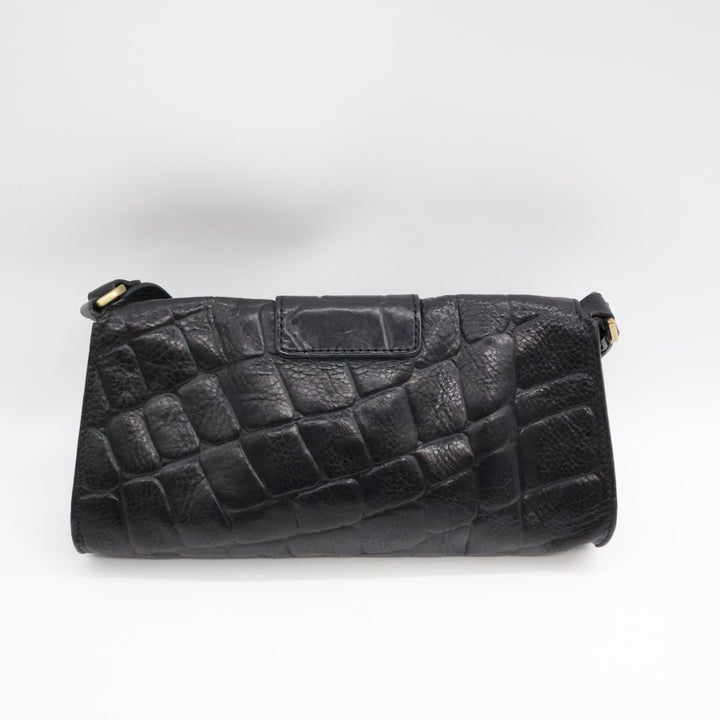 Mulberry Croc Embossed Black Zinia Shoulder Handbag - Lux Central