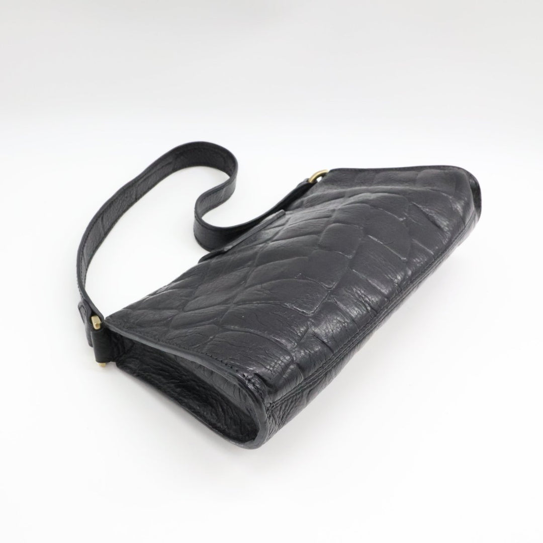 Mulberry Croc Embossed Black Zinia Shoulder Handbag - Lux Central