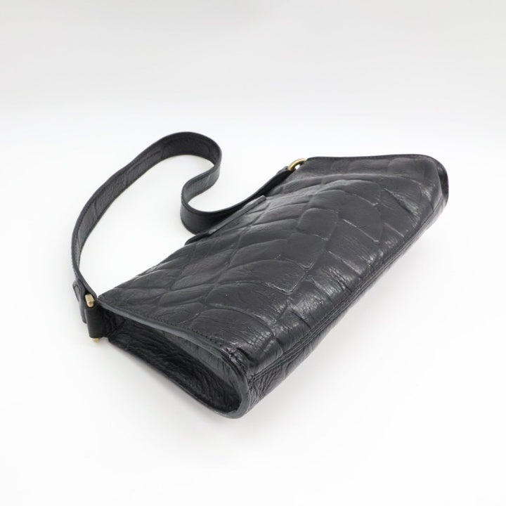 Mulberry Croc Embossed Black Zinia Shoulder Handbag - Lux Central