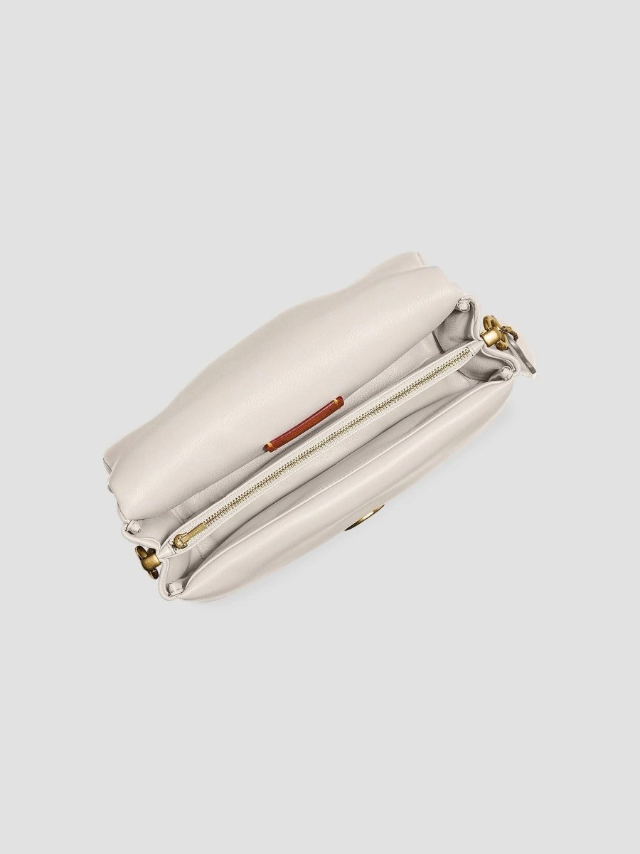New With Tag Coach Pillow Tabby 26 Beige Leather Crossbody Handbag - Lux Central