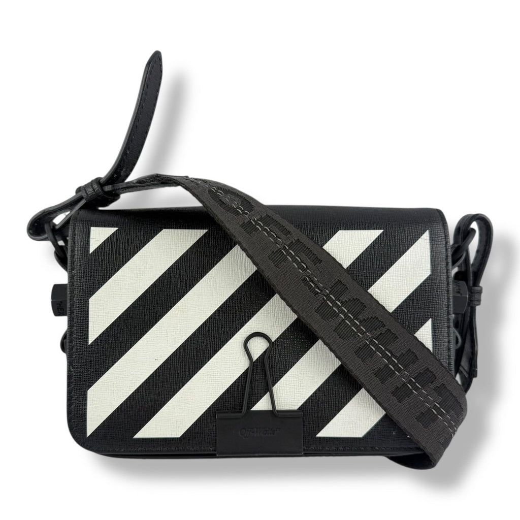新品 OFF-WHITE Binder Clip ショルダーバッグ ミニ 黒 Off-White Mini Binder Black/White Clip Flap Crossbody Bag - Lux