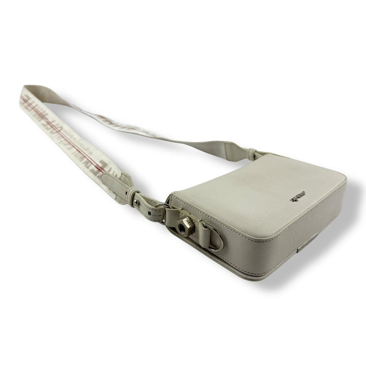 Off - White Mini Binder White/Black Clip Flap Crossbody Bag - Lux Central