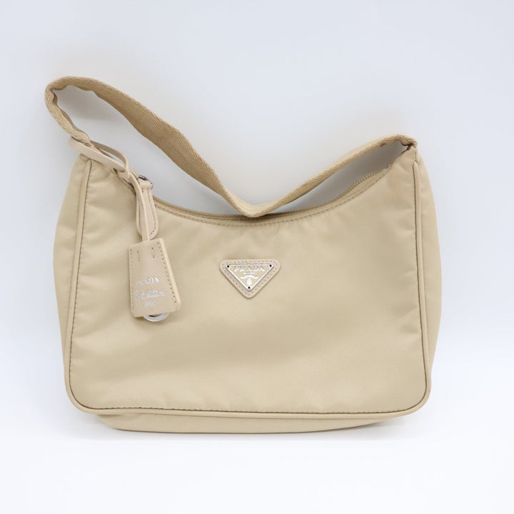 Prada Beige Nylon Re-Nylon Re-Edition 2000 Pochette Handbag - Lux Central