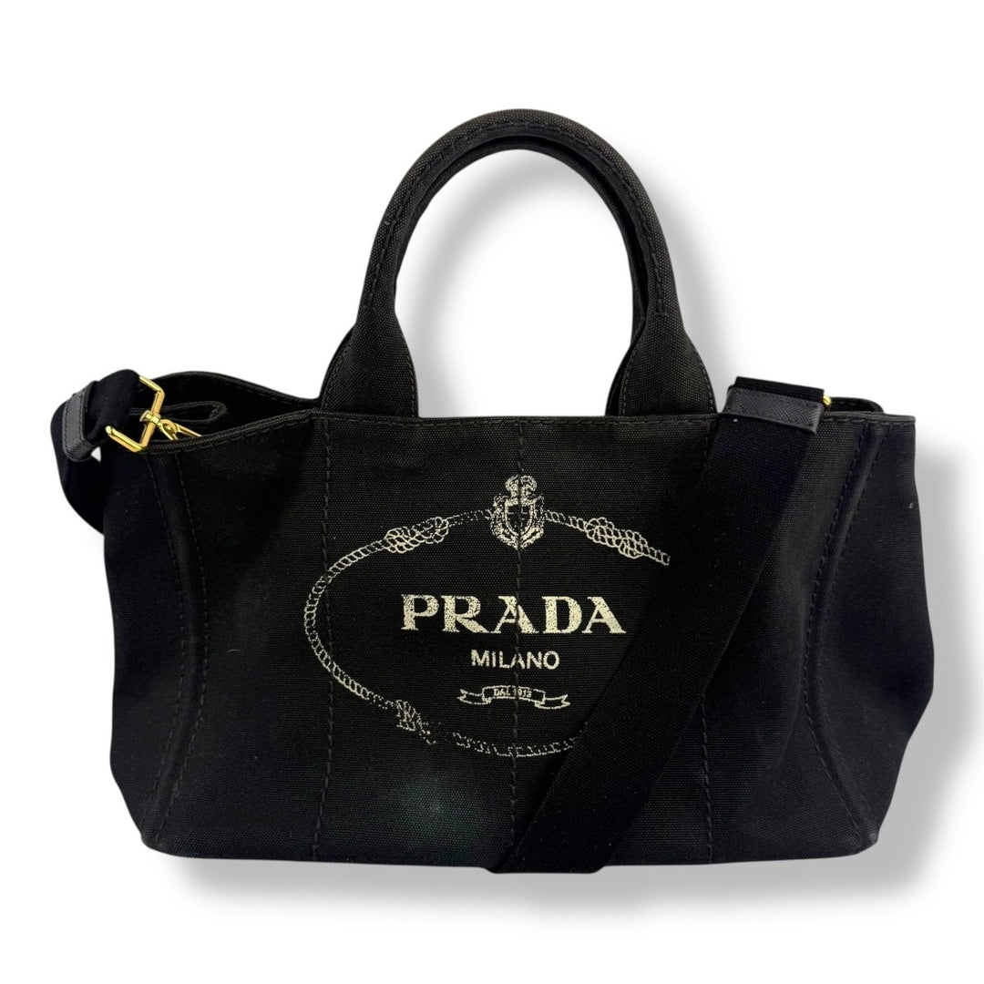 Prada Black Canapa Tote Handbag - Lux Central