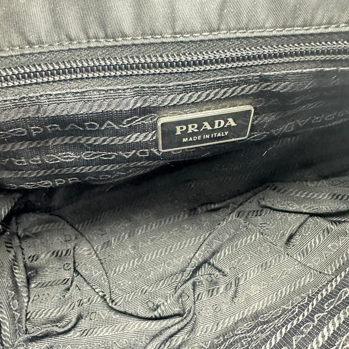 Prada Black Quilted Tessuto Chain Tote Handbag - Lux Central