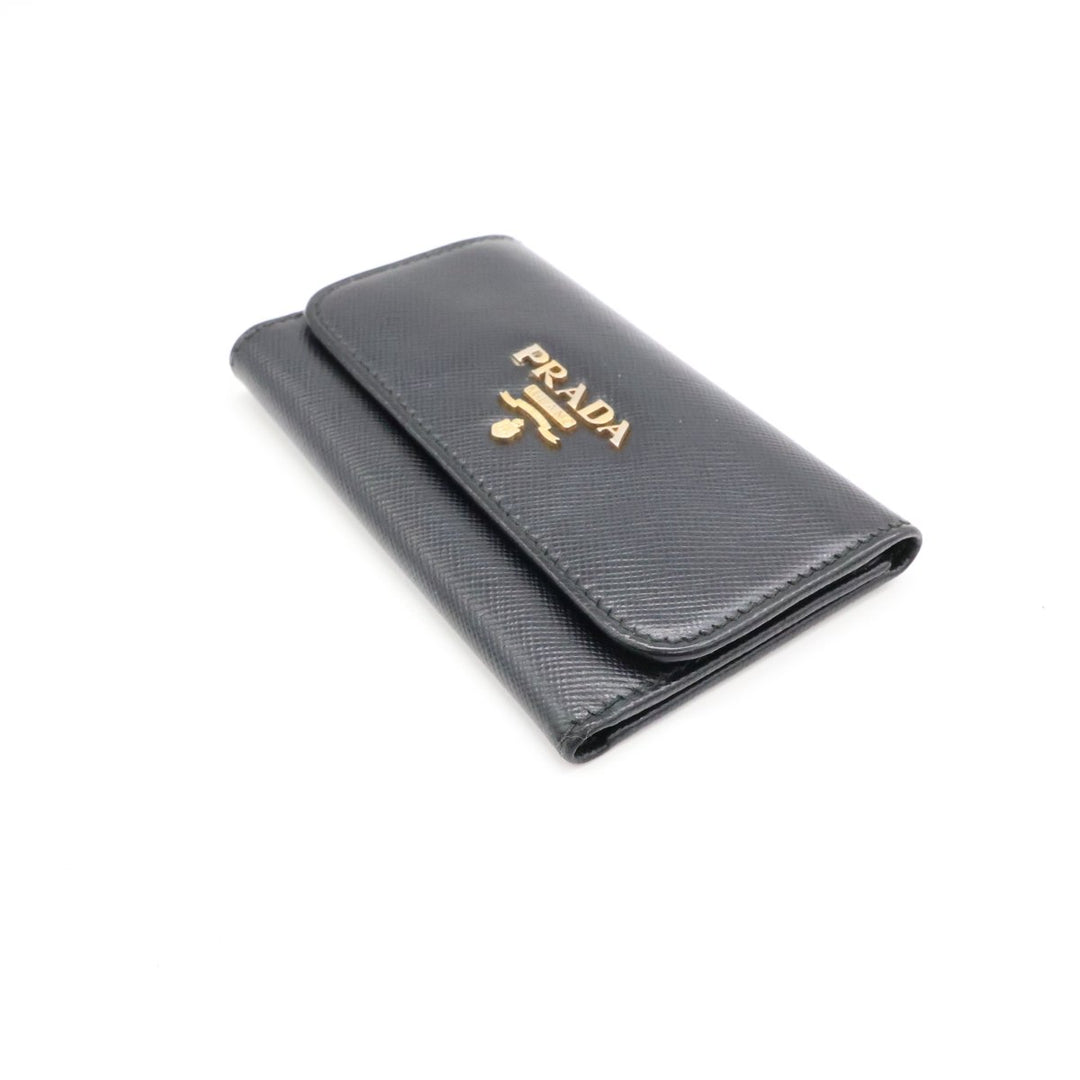 Prada Black Saffiano Leather 3 Key Holder - Lux Central