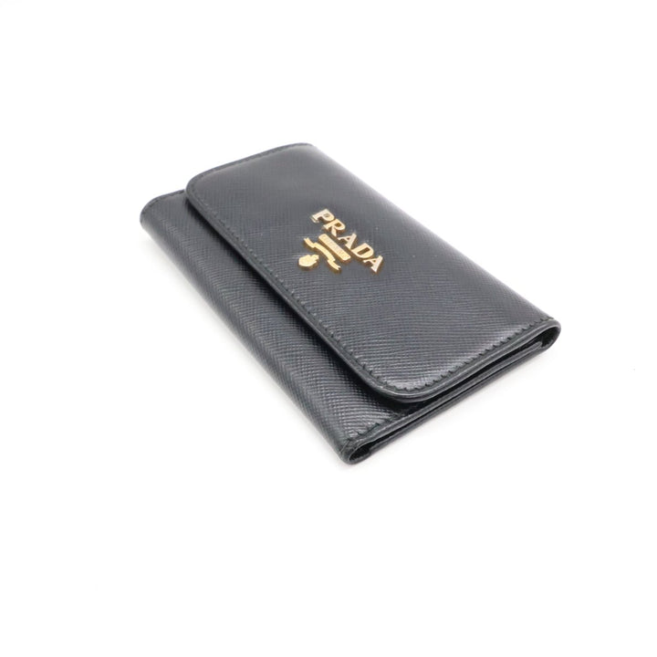 Prada Black Saffiano Leather 3 Key Holder - Lux Central
