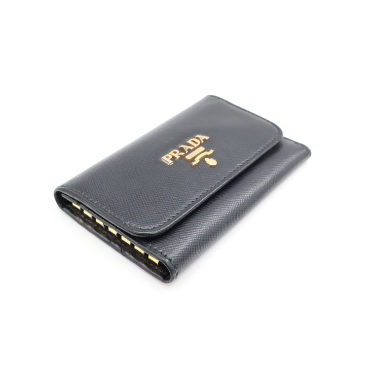 Prada Black Saffiano Leather 3 Key Holder - Lux Central
