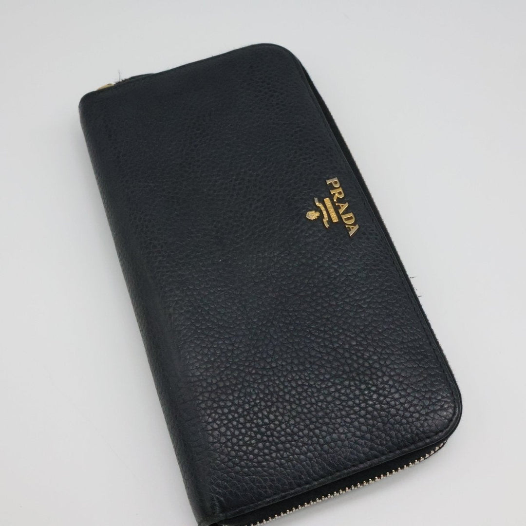 Prada Black Saffiano Leather Long Zippy Wallet - Lux Central