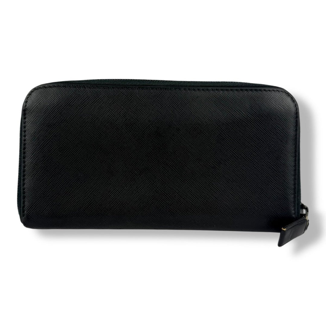 Prada Black Saffiano Leather Long Zippy Wallet - Lux Central