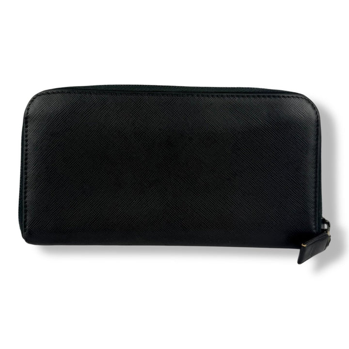 Prada Black Saffiano Leather Long Zippy Wallet - Lux Central