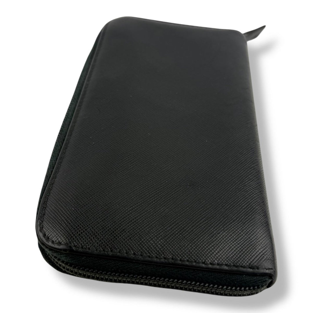 Prada Black Saffiano Leather Long Zippy Wallet - Lux Central