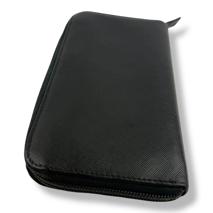 Prada Black Saffiano Leather Long Zippy Wallet - Lux Central