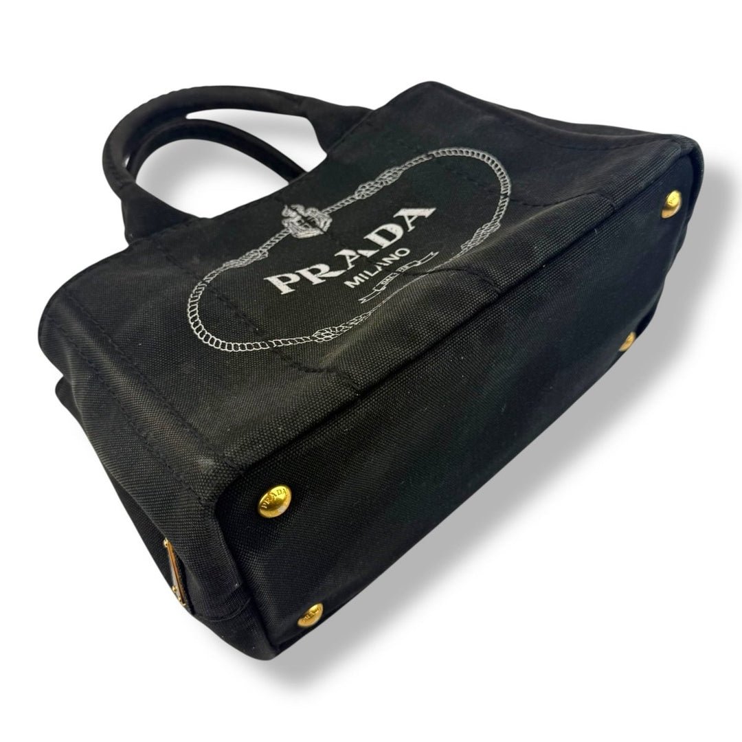 Prada Black Small Canapa Tote Handbag - Lux Central