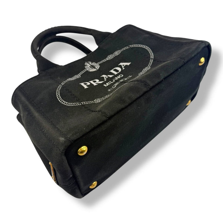 Prada Black Small Canapa Tote Handbag - Lux Central