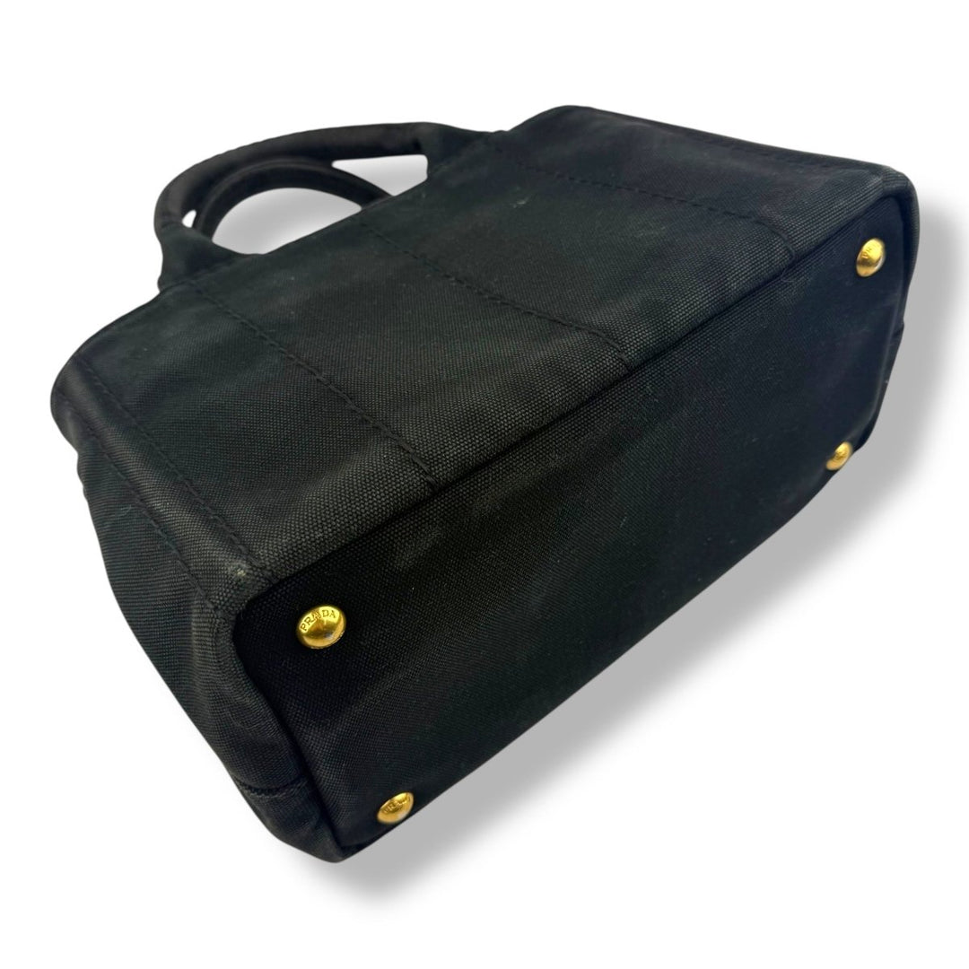 Prada Black Small Canapa Tote Handbag - Lux Central