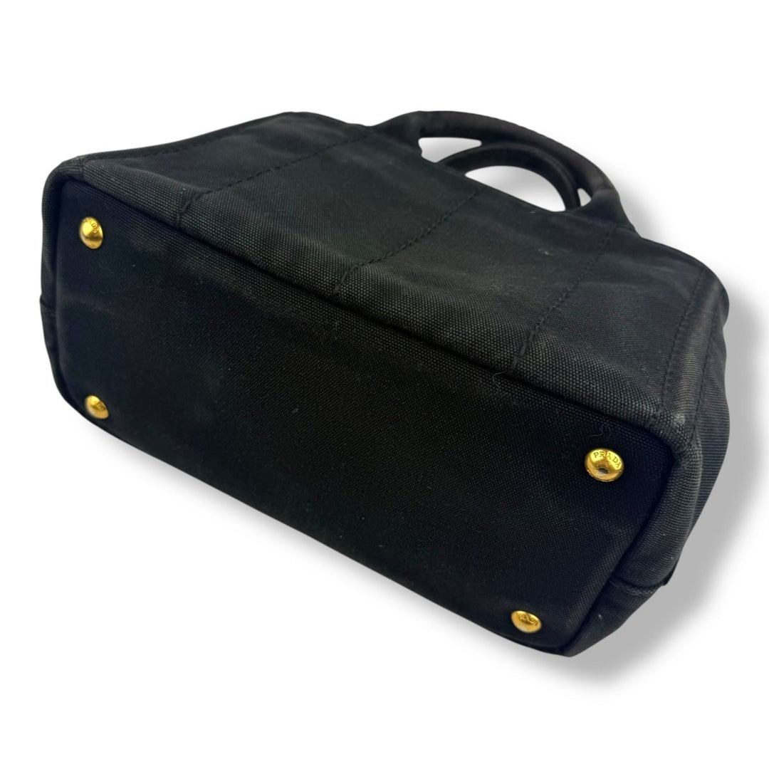 Prada Black Small Canapa Tote Handbag - Lux Central