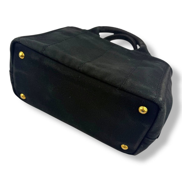 Prada Black Small Canapa Tote Handbag - Lux Central