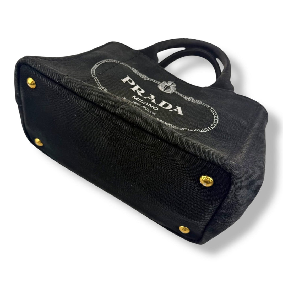Prada Black Small Canapa Tote Handbag - Lux Central
