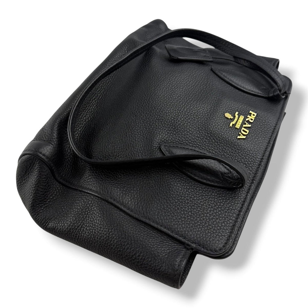 Prada Black Vitello Phenix Tote Handbag - Lux Central