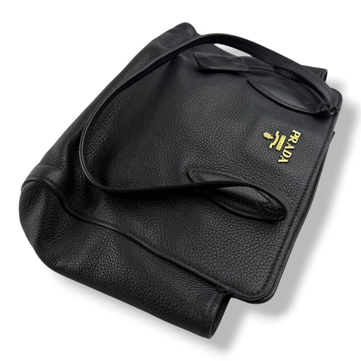 Prada Black Vitello Phenix Tote Handbag - Lux Central