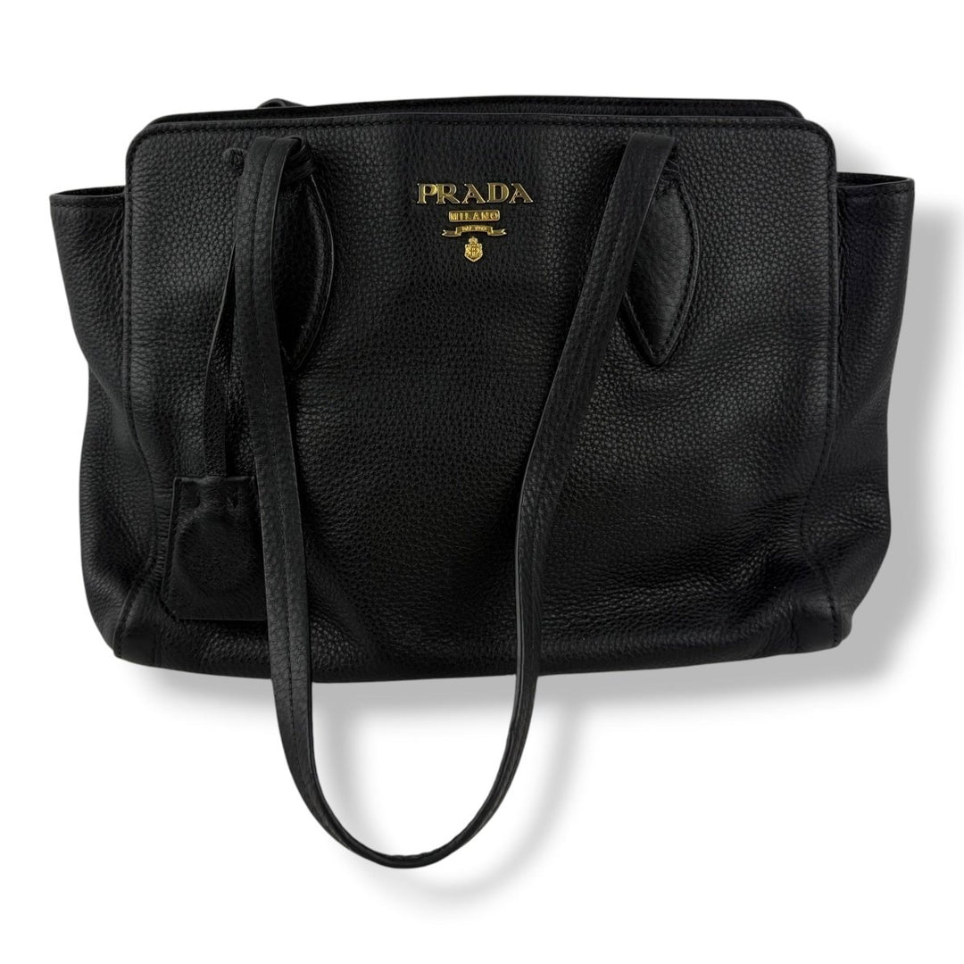 Prada Black Vitello Phenix Tote Handbag - Lux Central