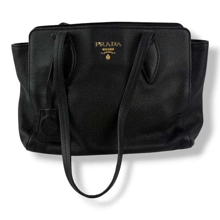 Prada Black Vitello Phenix Tote Handbag - Lux Central