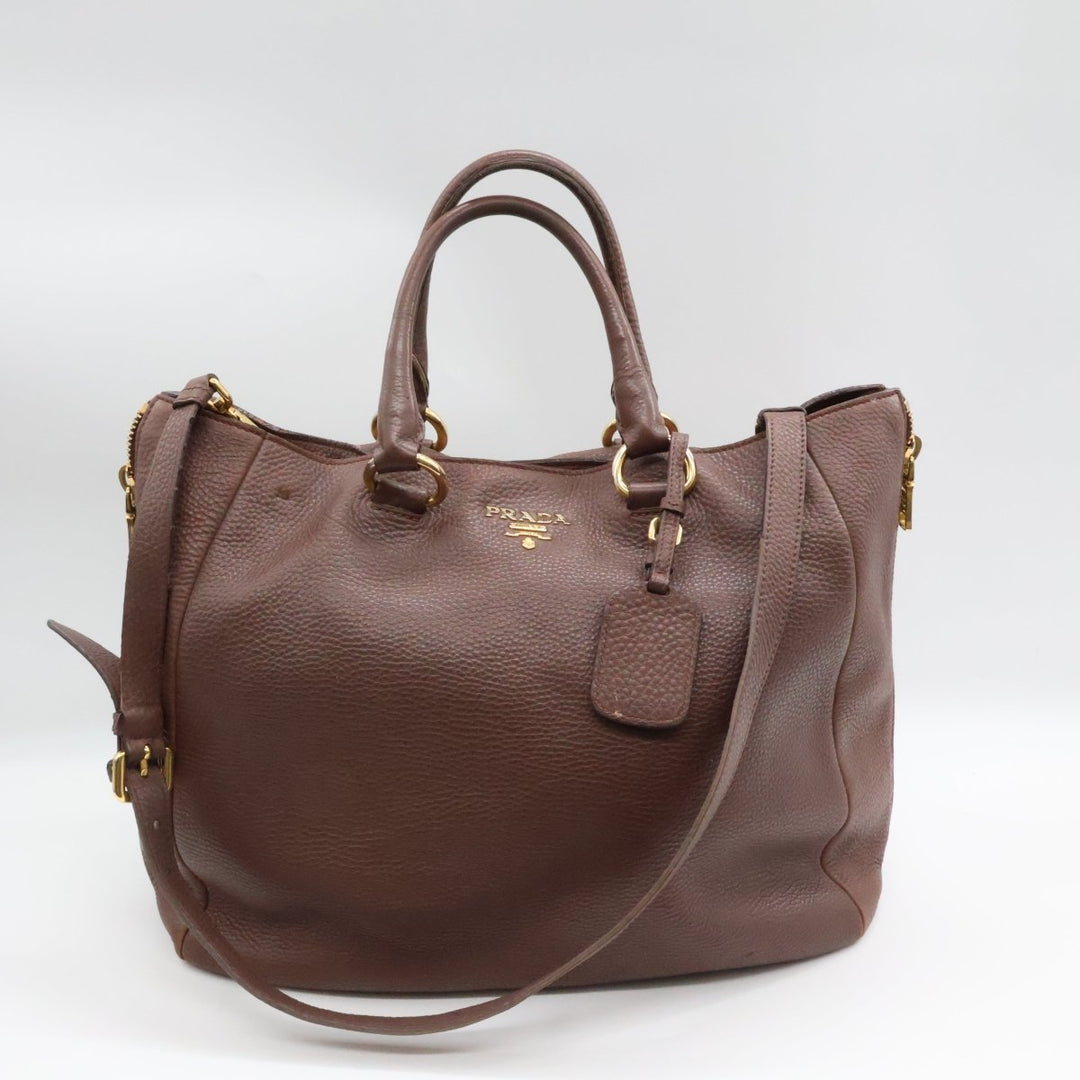 Prada Brown Vitello Tote Handbag - Lux Central