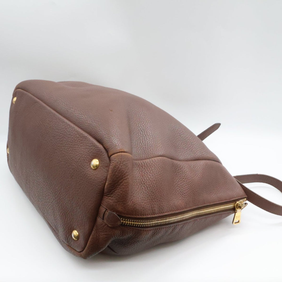 Prada Brown Vitello Tote Handbag - Lux Central