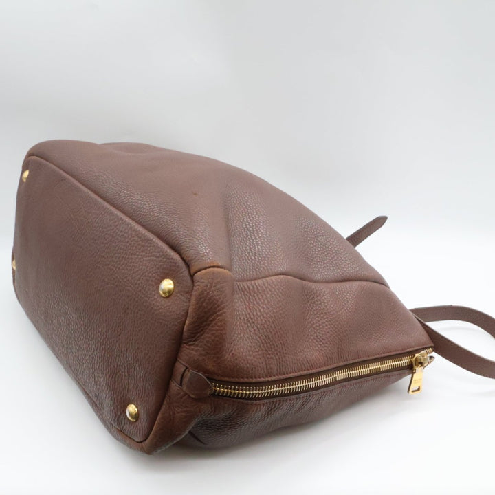 Prada Brown Vitello Tote Handbag - Lux Central