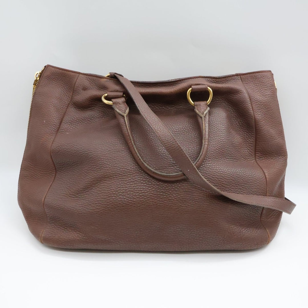 Prada Brown Vitello Tote Handbag - Lux Central