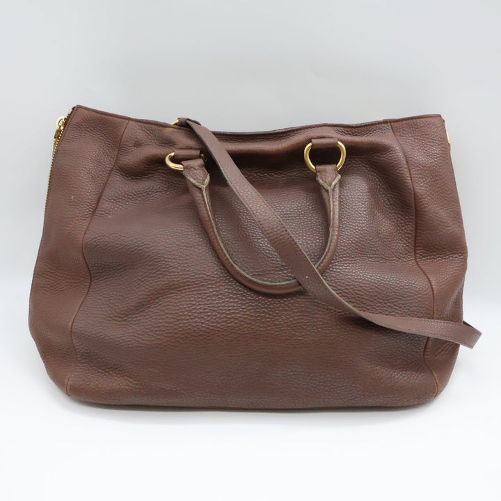 Prada Brown Vitello Tote Handbag - Lux Central