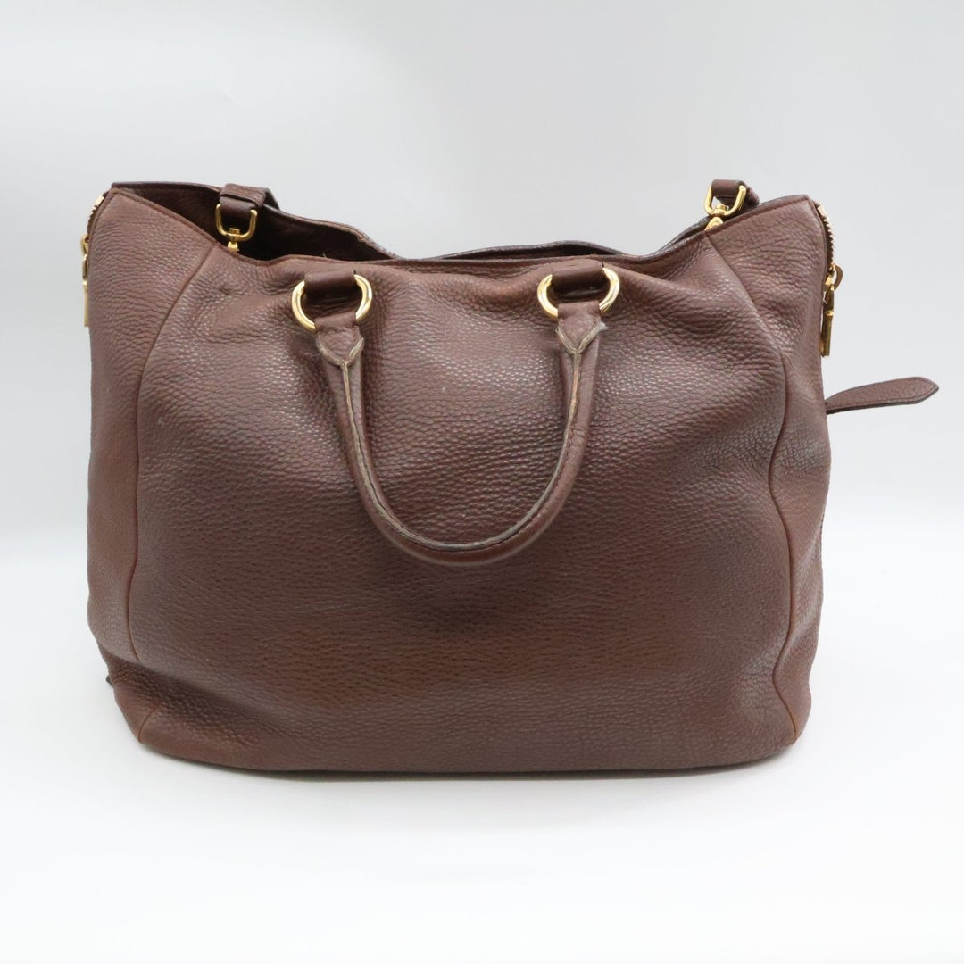 Prada Brown Vitello Tote Handbag - Lux Central