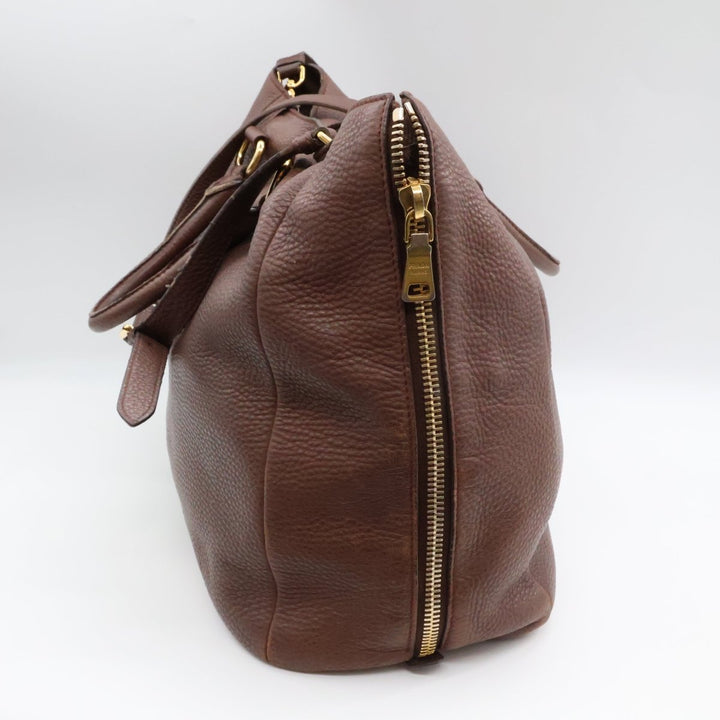 Prada Brown Vitello Tote Handbag - Lux Central