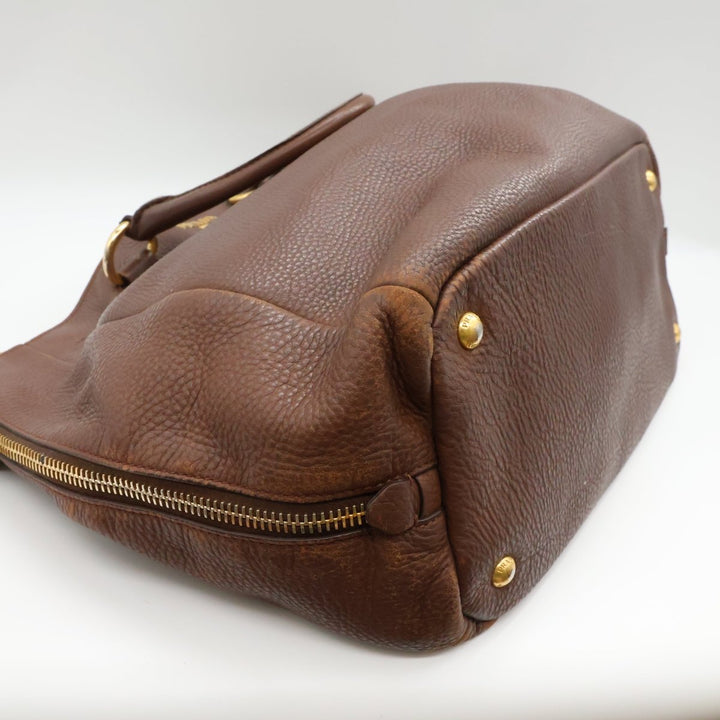 Prada Brown Vitello Tote Handbag - Lux Central