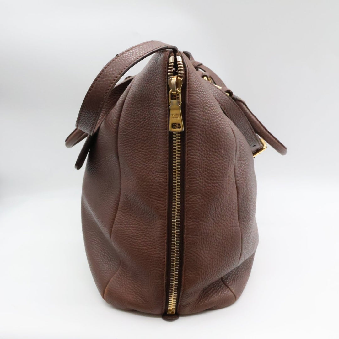 Prada Brown Vitello Tote Handbag - Lux Central