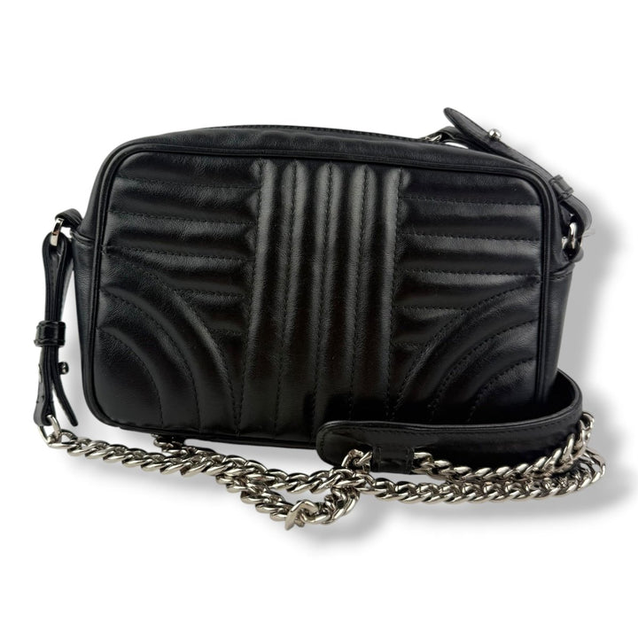 Prada Diagramme Black Calfskin Leather Camera Crossbody Handbag - Lux Central