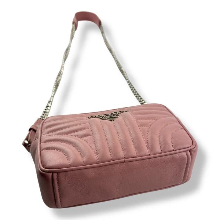 Prada Diagramme Pink Calfskin Leather Camera Crossbody Handbag - Lux Central