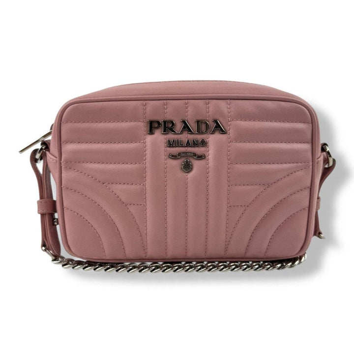 Prada Diagramme Pink Calfskin Leather Camera Crossbody Handbag - Lux Central