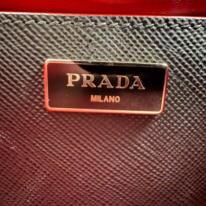 Prada Double Tote Saffiano Black/Red Large Nappa Leather Tote Handbag - Lux Central