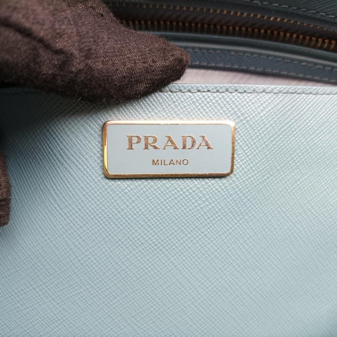Prada Galleria Saffiano Tote Blue Leather Handbag - Lux Central
