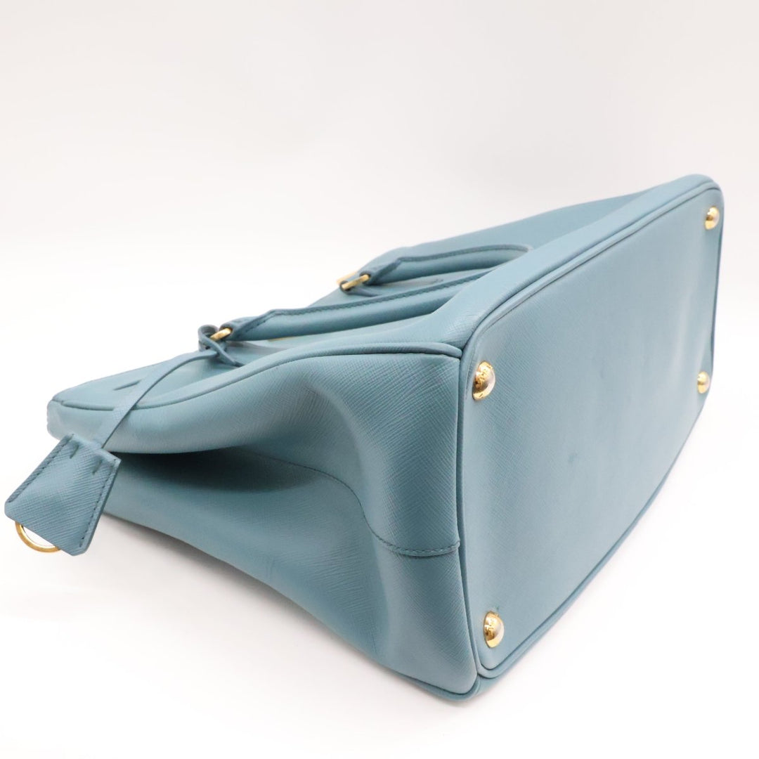 Prada Galleria Saffiano Tote Blue Leather Handbag - Lux Central