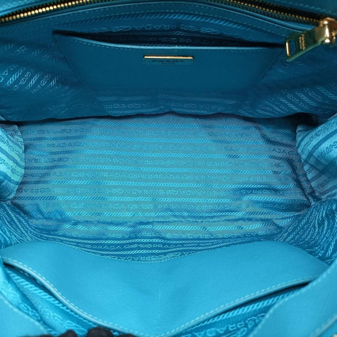 Prada Galleria Saffiano Tote Blue Leather Handbag - Lux Central